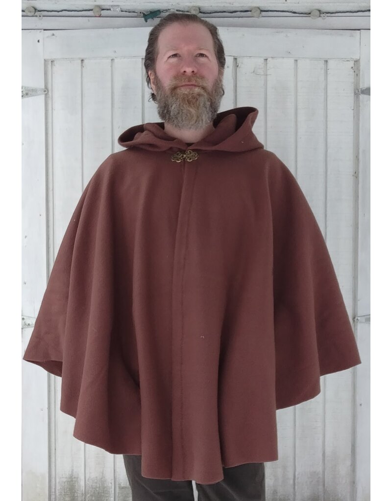 Cloakmakers.com 5578-Washable Light Brown Fleece Cloak w/ Antiqued Bronze Tone Clasp