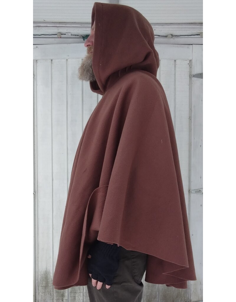 Cloakmakers.com 5578-Washable Light Brown Fleece Cloak w/ Antiqued Bronze Tone Clasp