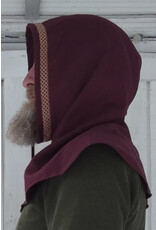 Cloakmakers.com H515-Washable Rust Red Hooded Cowl w/ Gold Trim