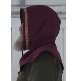 Cloakmakers.com H515-Washable Rust Red Hooded Cowl w/ Gold Trim