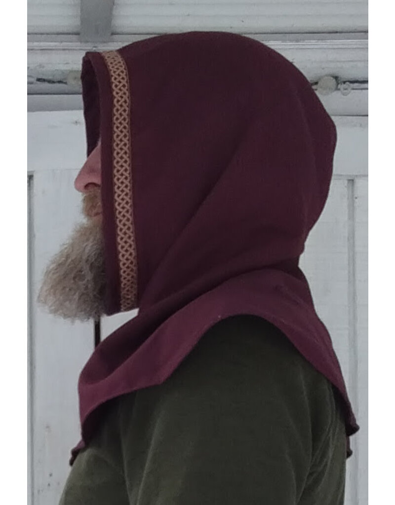 Cloakmakers.com H515-Washable Rust Red Hooded Cowl w/ Gold Trim