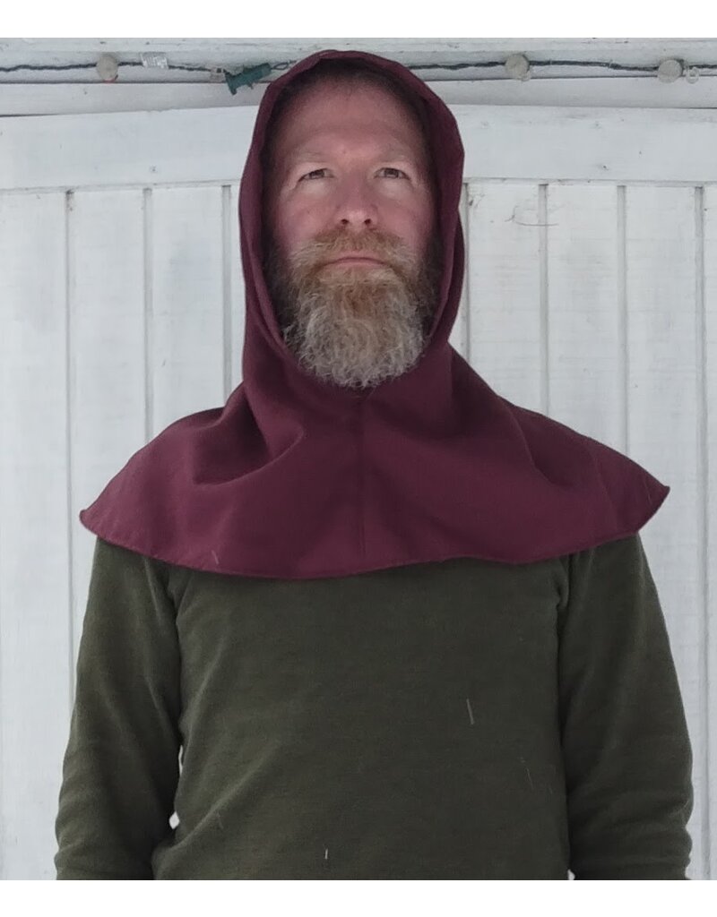 Cloakmakers.com H515-Washable Rust Red Hooded Cowl w/ Gold Trim