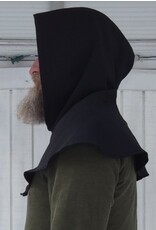 Cloakmakers.com H516-Washable Black Hooded Cowl w/ Green & Gold Embroidery