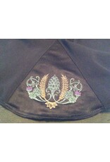 Cloakmakers.com H516-Washable Black Hooded Cowl w/ Green & Gold Embroidery