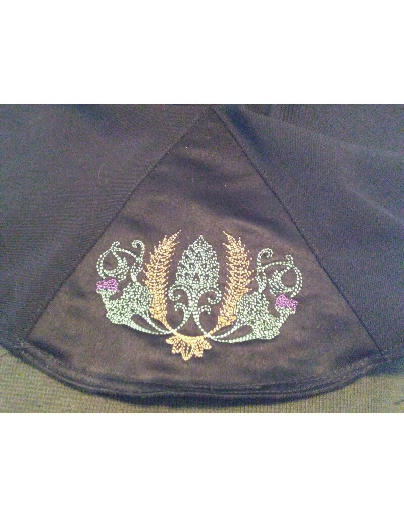 Cloakmakers.com H516-Washable Black Hooded Cowl w/ Green & Gold Embroidery