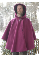 Cloakmakers.com 5582-Washable Raspberry 100% Wool Cloak w/ Black Hood Lining & Pockets