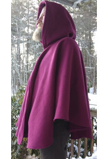 Cloakmakers.com 5582-Washable Raspberry 100% Wool Cloak w/ Black Hood Lining & Pockets