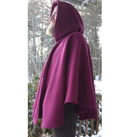 Cloakmakers.com 5582-Washable Mauve 100% Wool Cloak w/ Black Hood Lining & Pockets