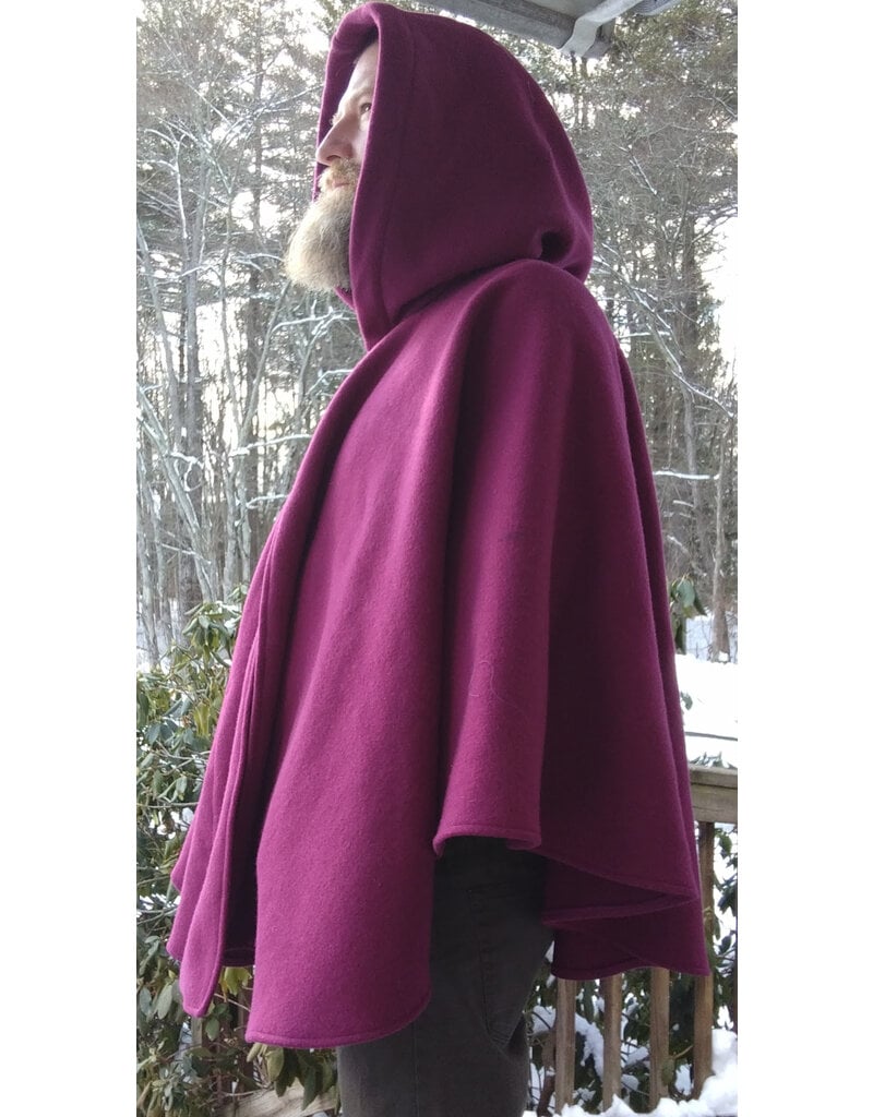 Cloakmakers.com 5582-Washable Mauve 100% Wool Cloak w/ Black Hood Lining & Pockets