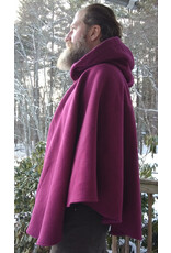 Cloakmakers.com 5582-Washable Raspberry 100% Wool Cloak w/ Black Hood Lining & Pockets