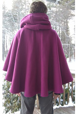 Cloakmakers.com 5582-Washable Raspberry 100% Wool Cloak w/ Black Hood Lining & Pockets