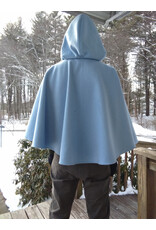 Cloakmakers.com 5583-Washable Light Blue Wool Blend Cloak w/ Purple Pockets & Hood Lining