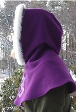 Cloakmakers.com H500-Purple Hooded Cowl w/ Unicorn Embroidery & Furry Trim