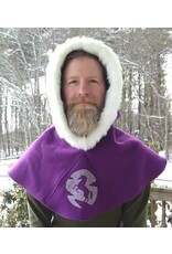 Cloakmakers.com H500-Purple Hooded Cowl w/ Unicorn Embroidery & Furry Trim