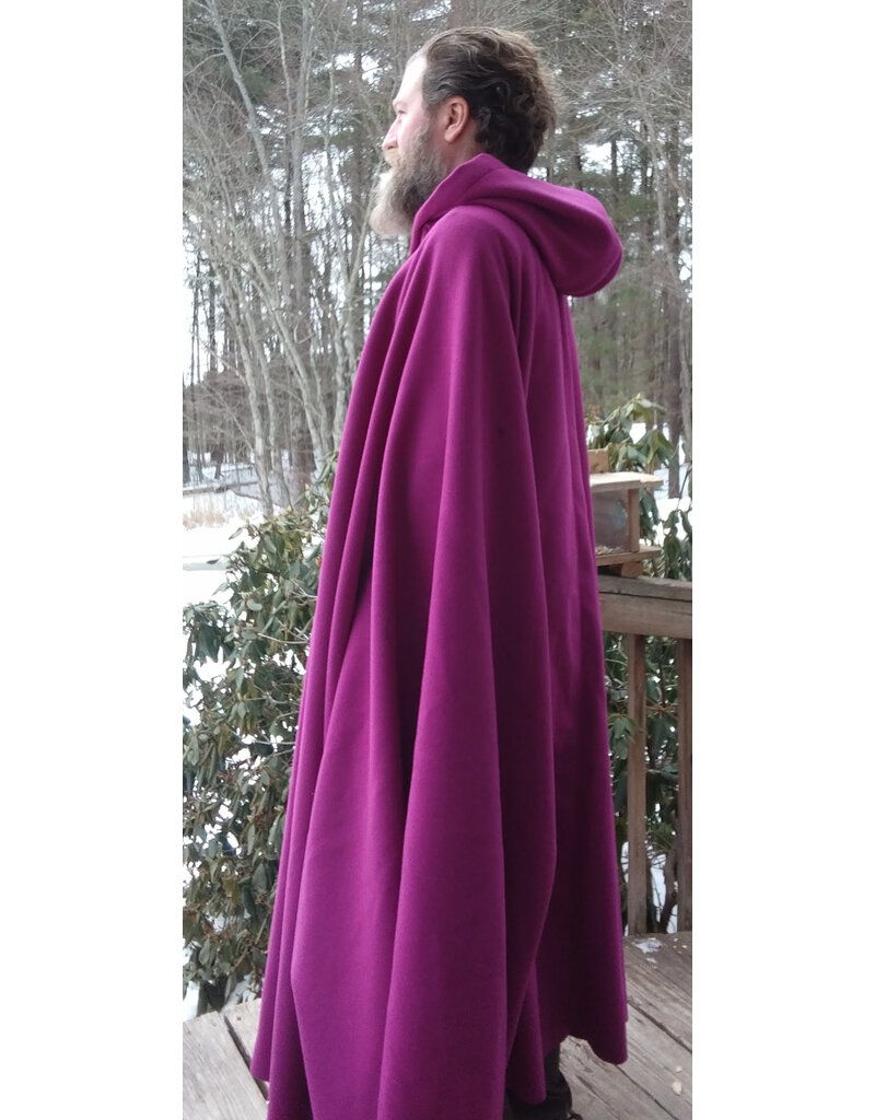 Cloakmakers.com 5590-Magenta 100% Wool Cloak w/ Sparkling Black Hood Lining