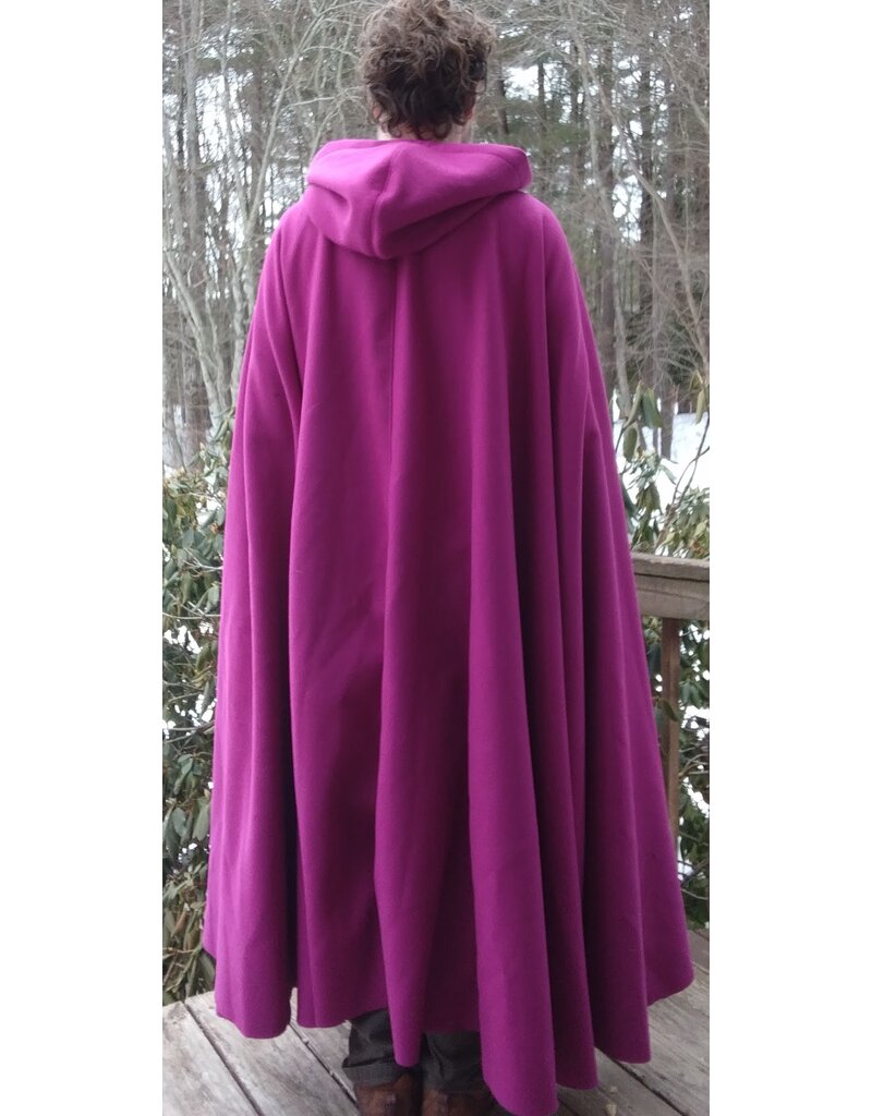 Cloakmakers.com 5590-Magenta 100% Wool Cloak w/ Sparkling Black Hood Lining