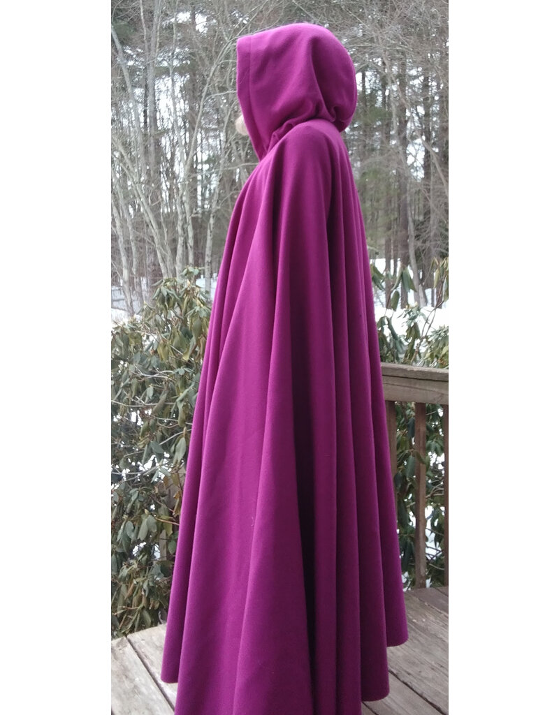 Cloakmakers.com 5590-Magenta 100% Wool Cloak w/ Sparkling Black Hood Lining