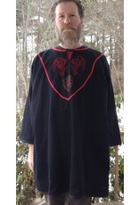 Cloakmakers.com J872-Washable Black Wool Tunic w/ Red Dragon & Green Triquetra Embroidery