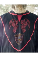 Cloakmakers.com J872-Washable Black Wool Tunic w/ Red Dragon & Green Triquetra Embroidery