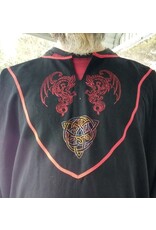 Cloakmakers.com J872-Washable Black Wool Tunic w/ Red Dragon & Green Triquetra Embroidery