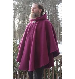 Cloakmakers.com 5594-Washable Raspberry Wool Cloak w/ Matching Hood Lining