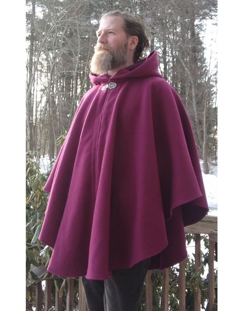 Cloakmakers.com 5594-Washable Raspberry Wool Cloak w/ Matching Hood Lining