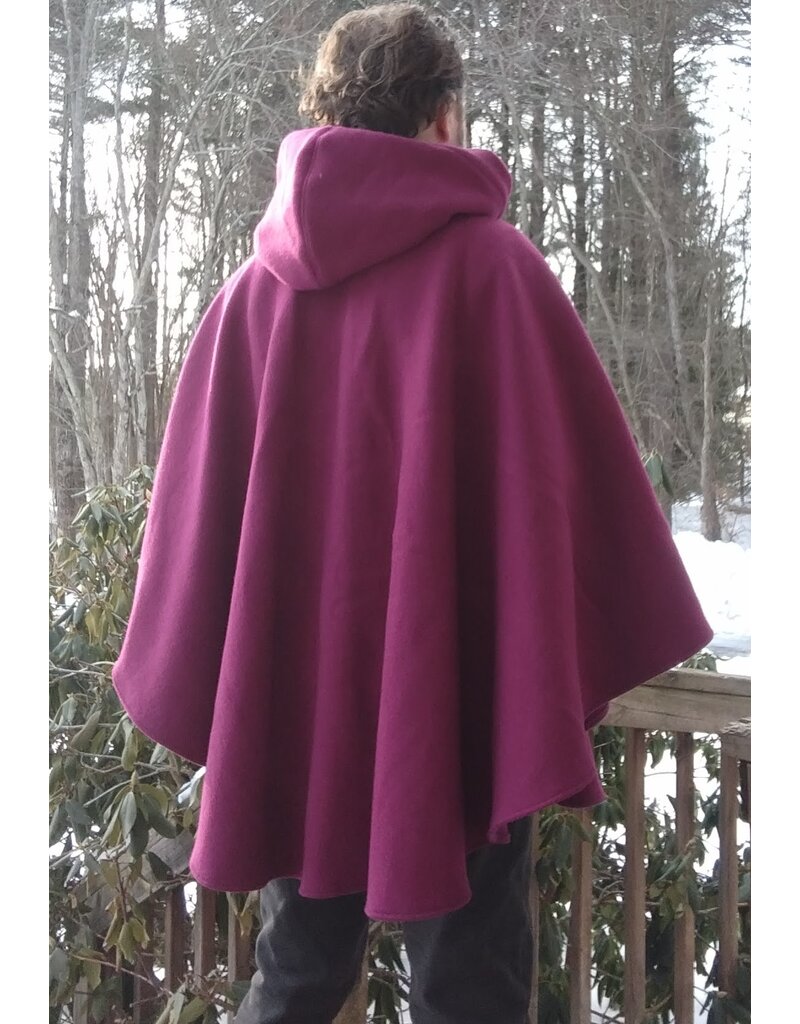Cloakmakers.com 5594-Washable Raspberry Wool Cloak w/ Matching Hood Lining