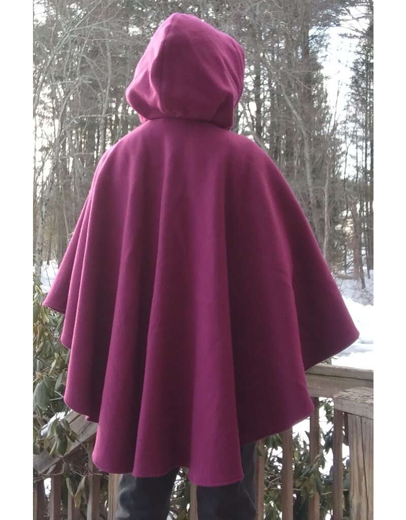 Cloakmakers.com 5594-Washable Raspberry Wool Cloak w/ Matching Hood Lining