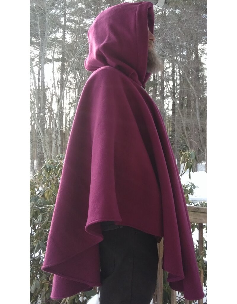 Cloakmakers.com 5594-Washable Raspberry Wool Cloak w/ Matching Hood Lining