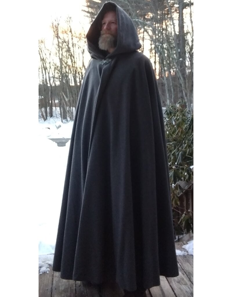Cloakmakers.com 5598-Washable Grey Wool Blend Cloak w/ Purple Moleskin Hood Lining