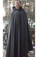 Cloakmakers.com 5598-Washable Grey Wool Blend Cloak w/ Purple Moleskin Hood Lining
