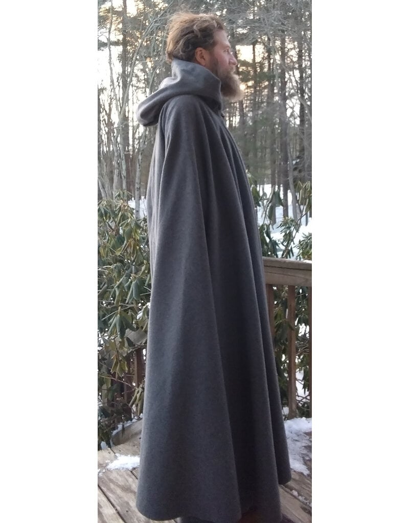 Cloakmakers.com 5598-Washable Grey Wool Blend Cloak w/ Purple Moleskin Hood Lining