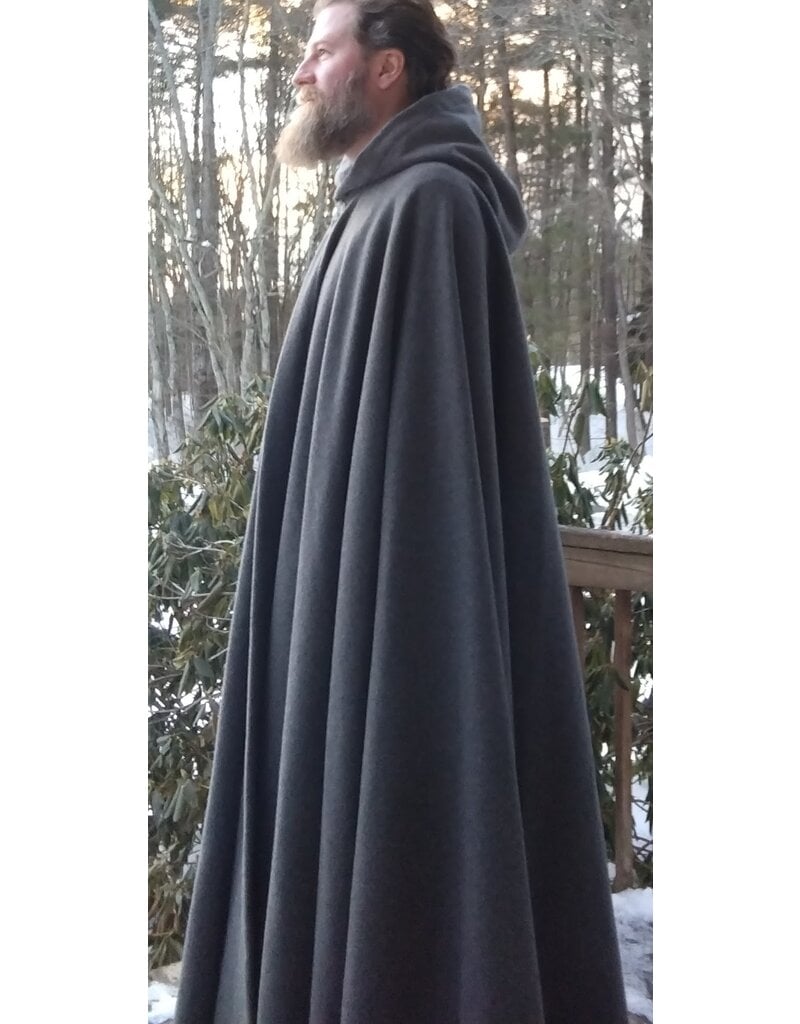 Cloakmakers.com 5598-Washable Grey Wool Blend Cloak w/ Purple Moleskin Hood Lining