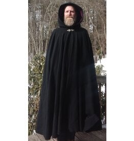 Cloakmakers.com 5599-Washable Black All Wool Cloak w/ Purple Moleskin Hood Lining
