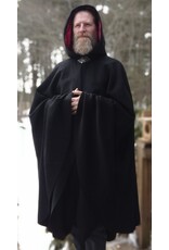 Cloakmakers.com 5603-Black Angora Wool Cloak w/ Red Velvet Hood Lining