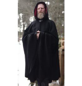 Cloakmakers.com 5603-Black Angora Wool Cloak w/ Red Velvet Hood Lining