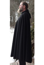 Cloakmakers.com 5603-Black Angora Wool Cloak w/ Red Velvet Hood Lining