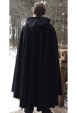 Cloakmakers.com 5603-Black Angora Wool Cloak w/ Red Velvet Hood Lining