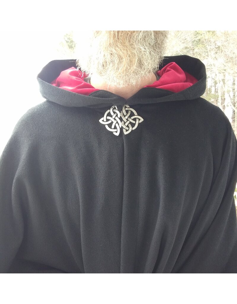 Cloakmakers.com 5603-Black Angora Wool Cloak w/ Red Velvet Hood Lining