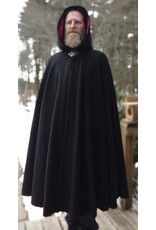 Cloakmakers.com 5603-Black Angora Wool Cloak w/ Red Velvet Hood Lining