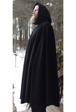 Cloakmakers.com 5603-Black Angora Wool Cloak w/ Red Velvet Hood Lining