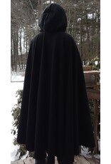 Cloakmakers.com 5603-Black Angora Wool Cloak w/ Red Velvet Hood Lining