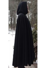 Cloakmakers.com 5603-Black Angora Wool Cloak w/ Red Velvet Hood Lining