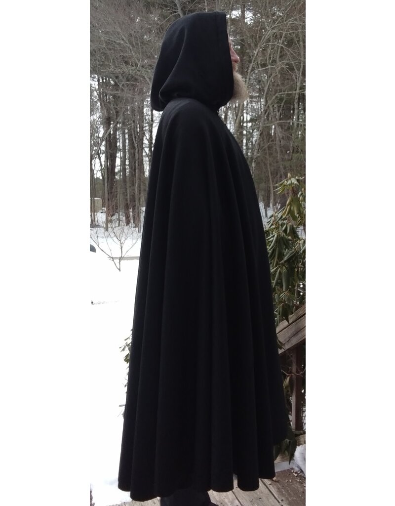 Cloakmakers.com 5603-Black Angora Wool Cloak w/ Red Velvet Hood Lining
