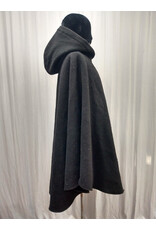 Cloakmakers.com 5606-Washable Black All Wool Cloak w/ Purple Hood Lining and Purple Pockets