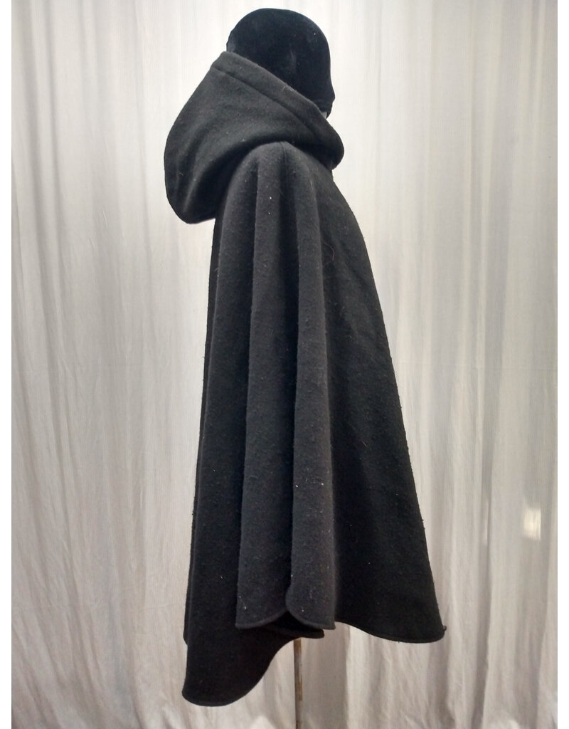 Cloakmakers.com 5606-Washable Black All Wool Cloak w/ Purple Hood Lining and Purple Pockets