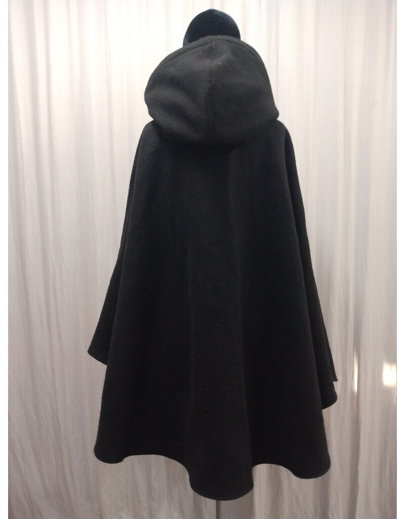 Cloakmakers.com 5606-Washable Black All Wool Cloak w/ Purple Hood Lining and Purple Pockets