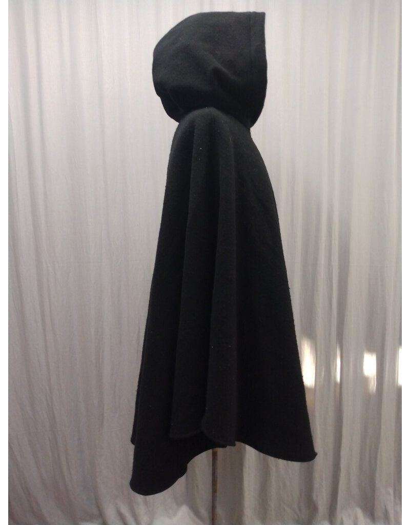 Cloakmakers.com 5606-Washable Black All Wool Cloak w/ Purple Hood Lining and Purple Pockets