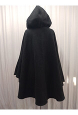 Cloakmakers.com 5606-Washable Black All Wool Cloak w/ Purple Hood Lining and Purple Pockets