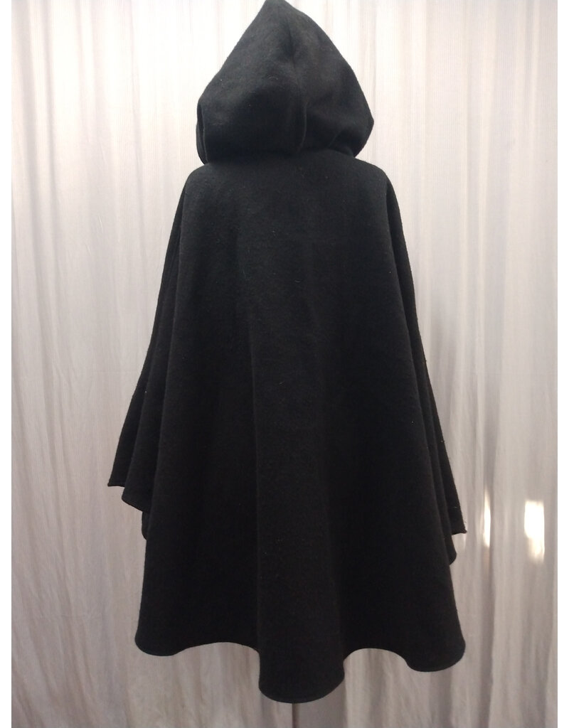 Cloakmakers.com 5606-Washable Black All Wool Cloak w/ Purple Hood Lining and Purple Pockets